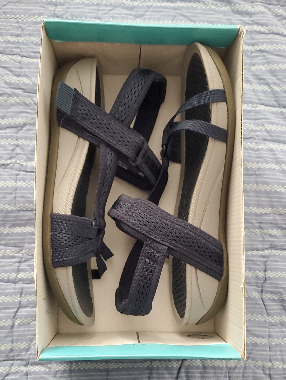 BareTraps Navy and Gray Strappy Comfort Sandals 11 - NEW!